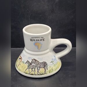 Vintage Preserve the Wildlife No Spill Travel Mug Africa Feltman Langer 14 oz